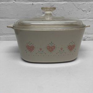 ✨ Vintage CorningWare  Pink hearts with Lid 5 Qt / 4.7 L